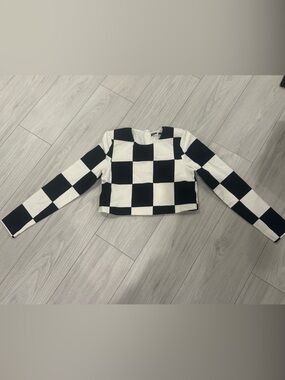 Zara Black and White Checkerboard Crop Top